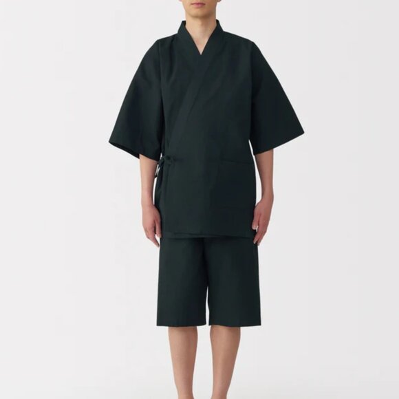 MUJI - Men’s Shijira Jinbei Loungewear Set Deep Black Medium - Picture 1 of 5